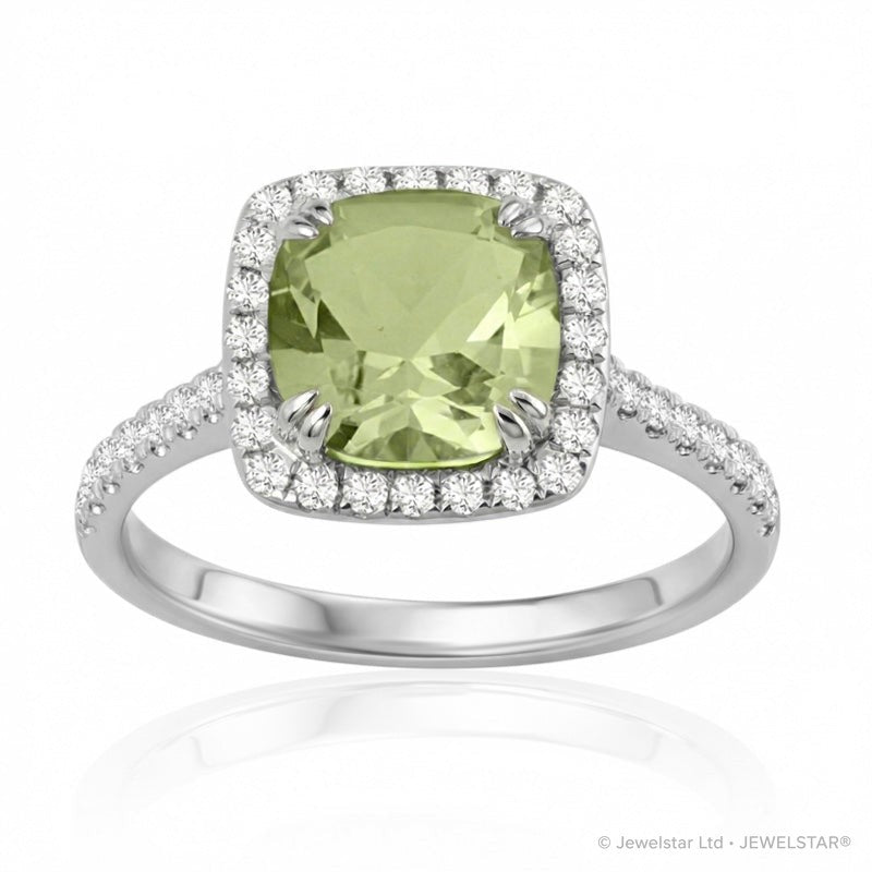 R-43586-PD-W  Diamond & Peridot Cluster Ring