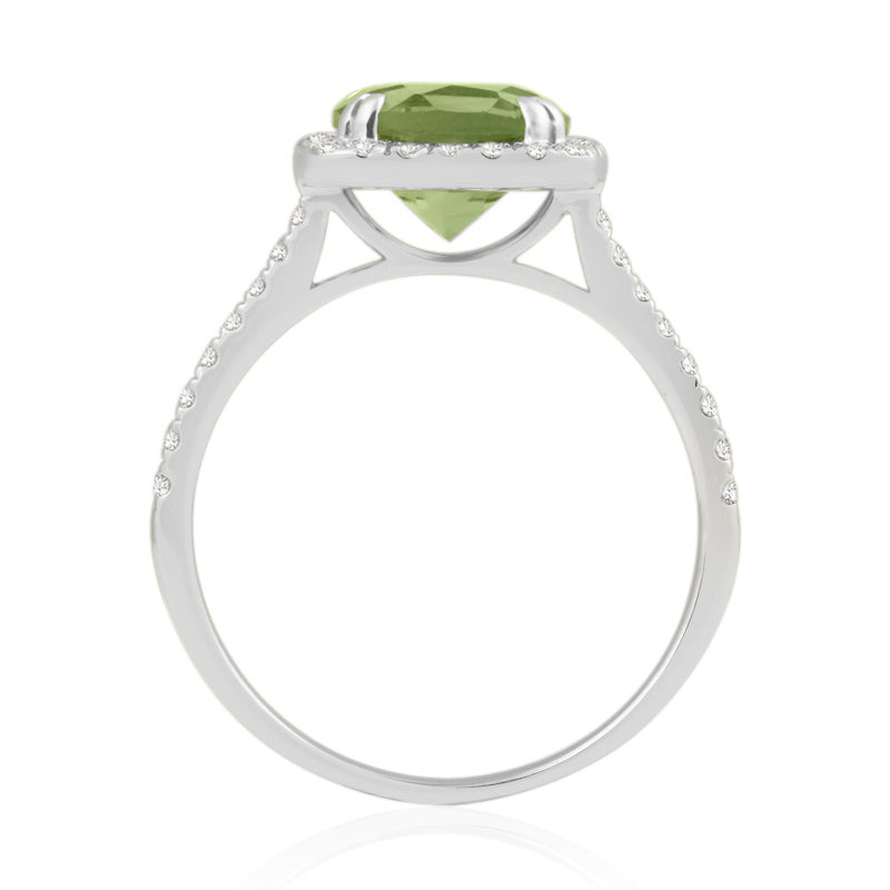 R-43586-PD-W  Diamond & Peridot Cluster Ring
