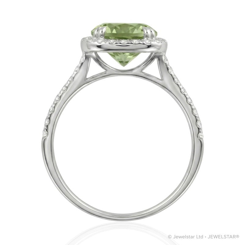 R-43586-PD-W  Diamond & Peridot Cluster Ring
