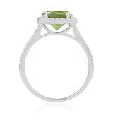R-43586-PD-W  Diamond & Peridot Cluster Ring