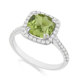 R-43586-PD-W  Diamond & Peridot Cluster Ring