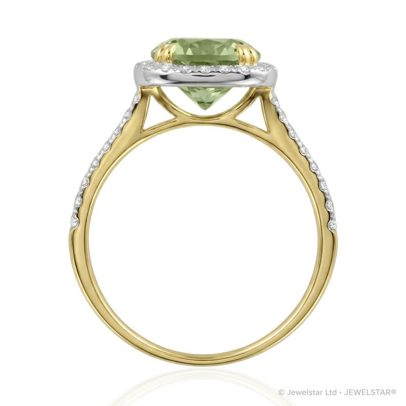 R-43586-PD-Y  Diamond & Peridot Cluster Ring