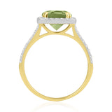 R-43586-PD-Y  Diamond & Peridot Cluster Ring