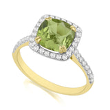 R-43586-PD-Y  Diamond & Peridot Cluster Ring