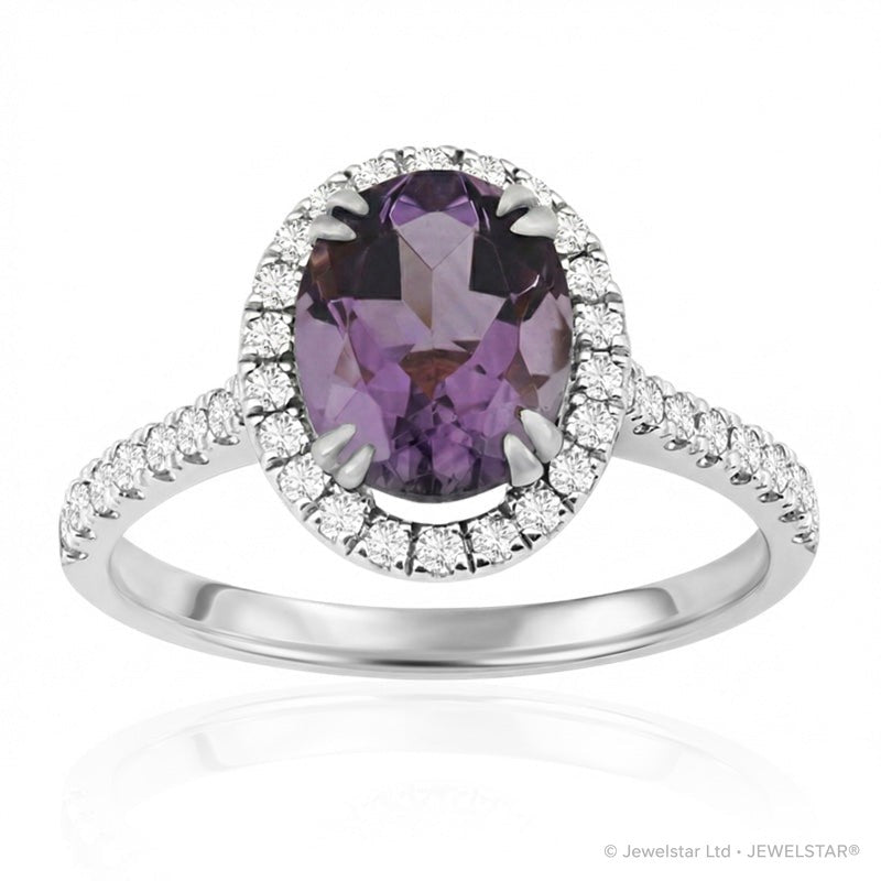 R-43587-AM-W  Diamond & Amethyst Cluster Ring
