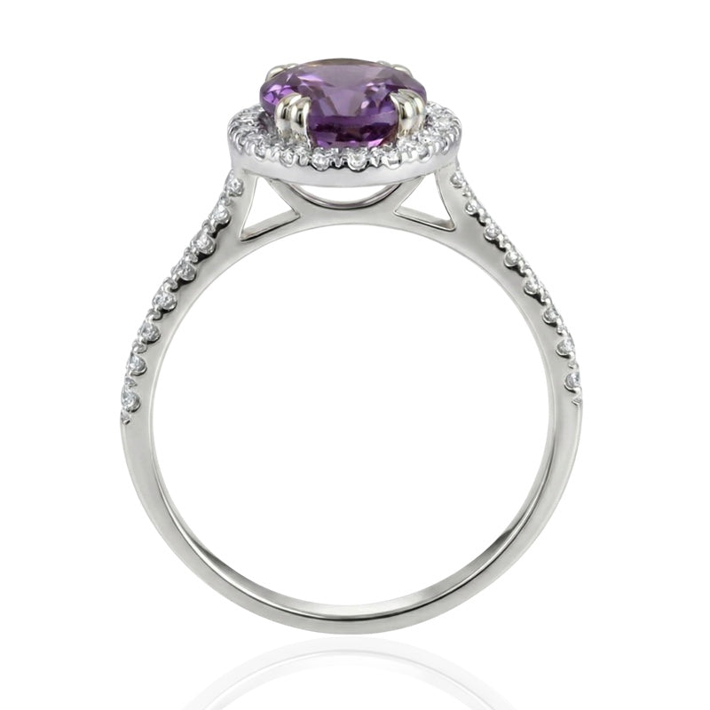 R-43587-AM-W  Diamond & Amethyst Cluster Ring