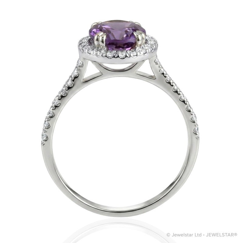 R-43587-AM-W  Diamond & Amethyst Cluster Ring