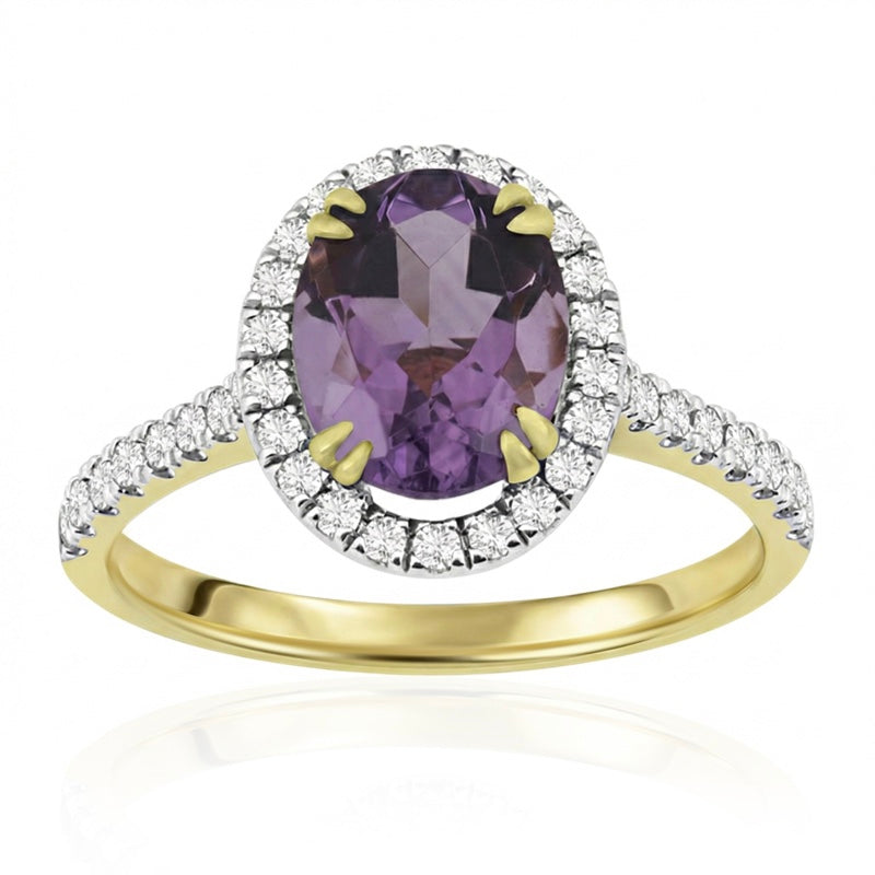 R-43587-AM-Y  Diamond & Amethyst Cluster Ring