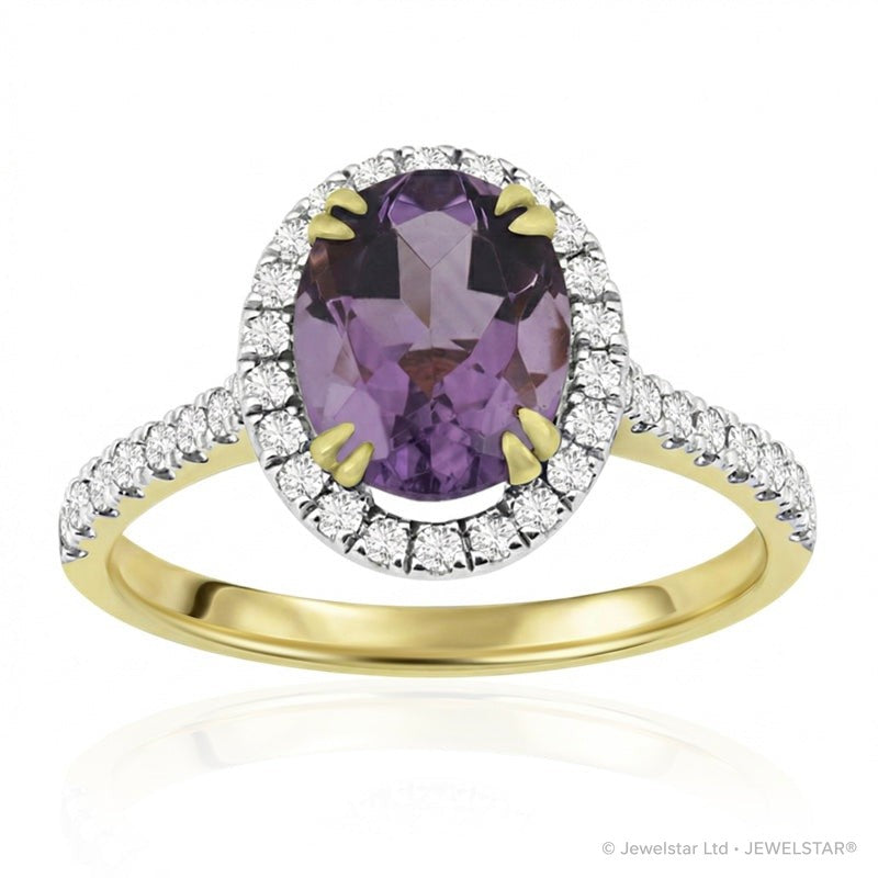 R-43587-AM-Y  Diamond & Amethyst Cluster Ring