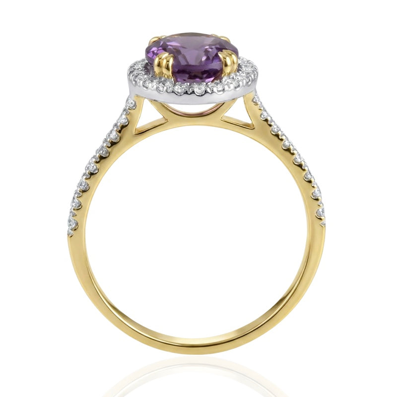 R-43587-AM-Y  Diamond & Amethyst Cluster Ring