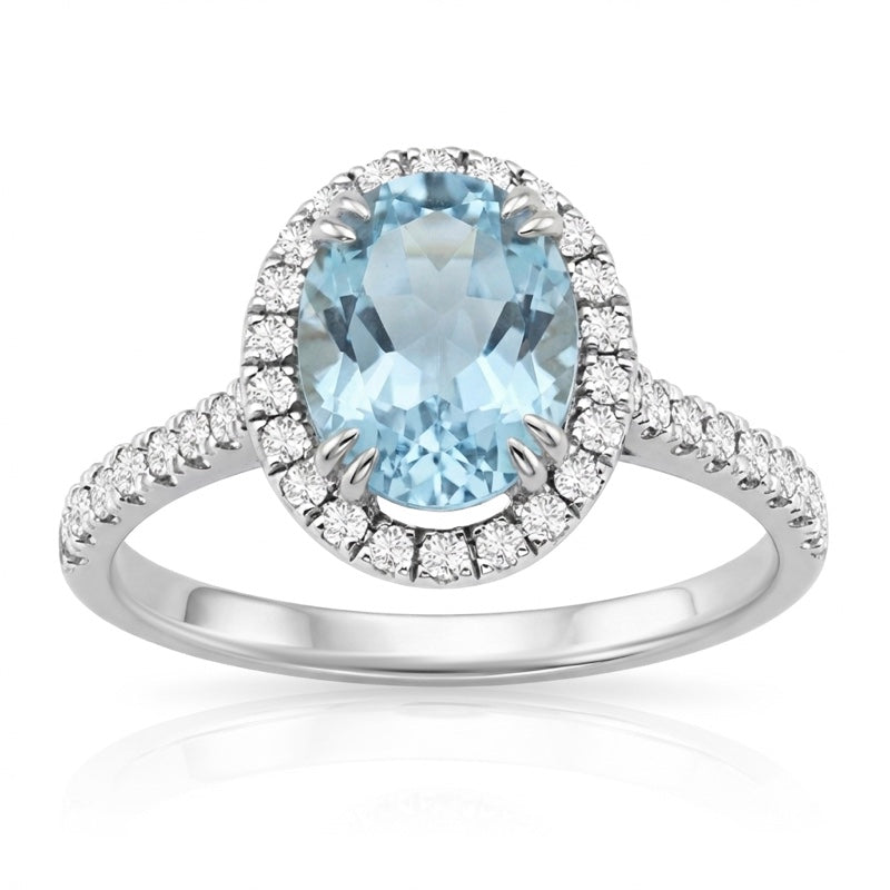 R-43587-BT-W  Diamond & Blue Topaz Cluster Ring