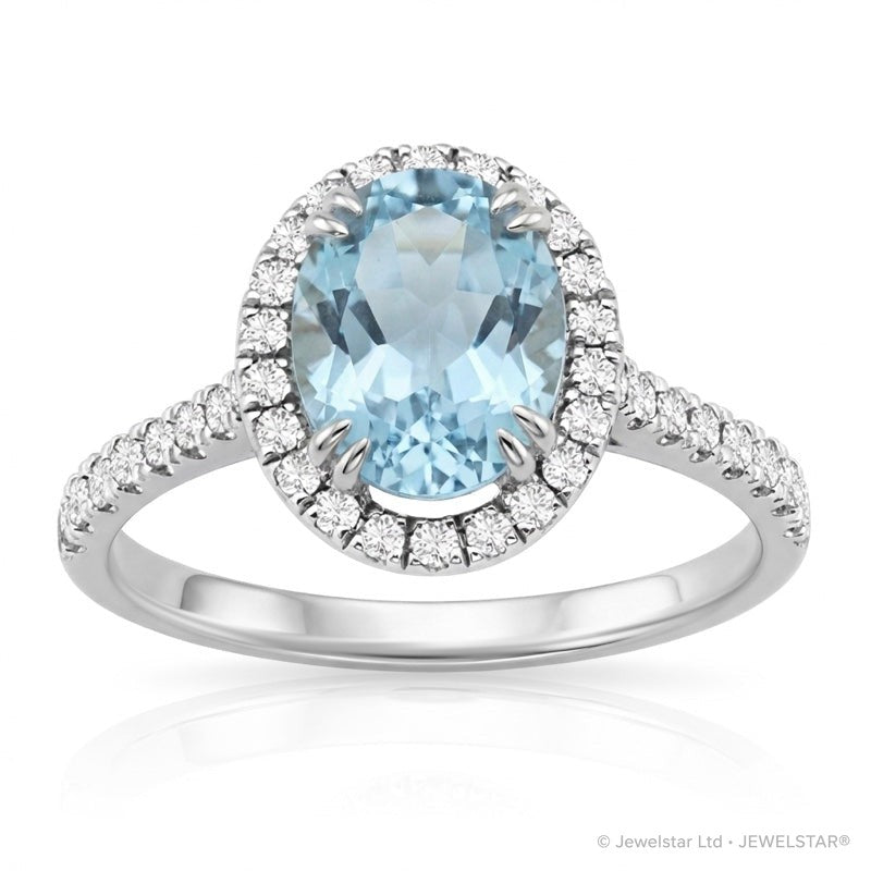 R-43587-BT-W  Diamond & Blue Topaz Cluster Ring