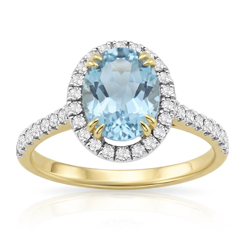 R-43587-BT-Y  Diamond & Blue Topaz Cluster Ring