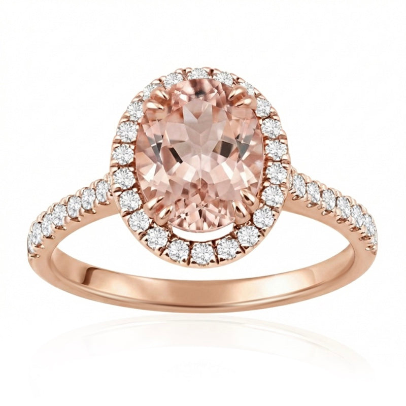 R-43587-MG-R  Diamond & Morganite Cluster Ring