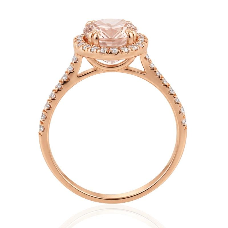 R-43587-MG-R  Diamond & Morganite Cluster Ring