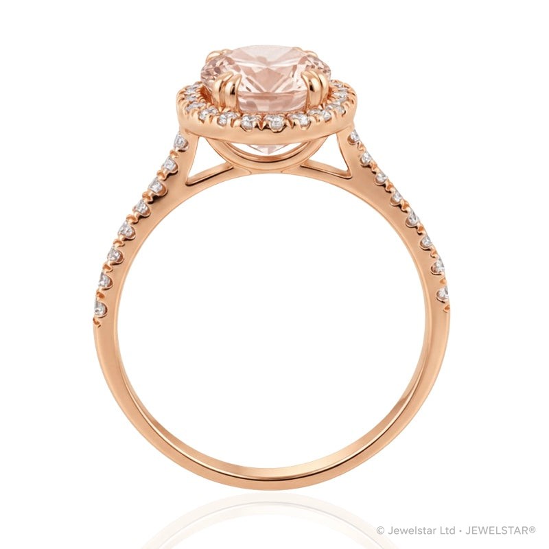 R-43587-MG-R  Diamond & Morganite Cluster Ring
