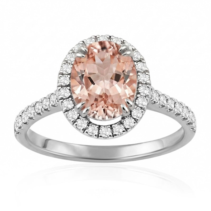 R-43587-MG-W  Diamond & Morganite Cluster Ring