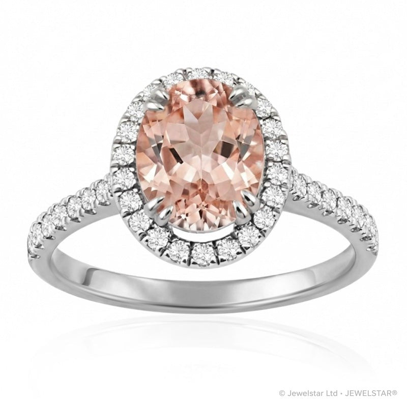 R-43587-MG-W  Diamond & Morganite Cluster Ring
