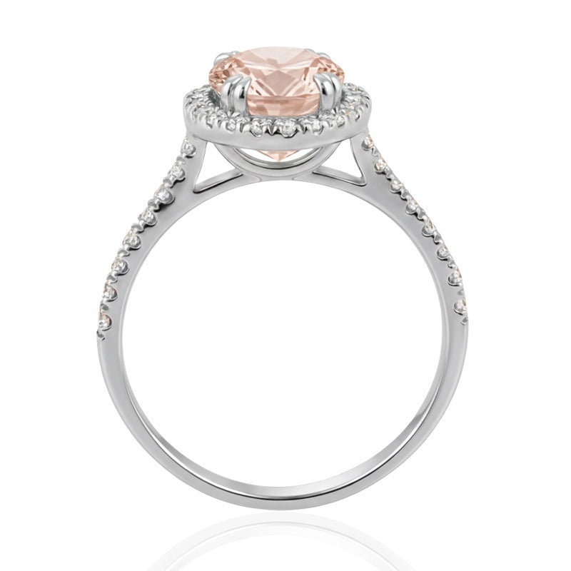 R-43587-MG-W  Diamond & Morganite Cluster Ring