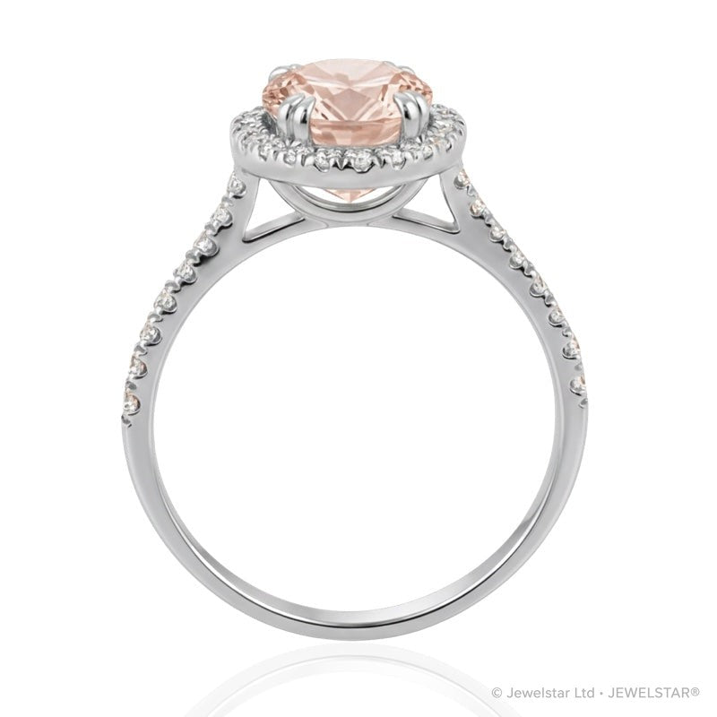 R-43587-MG-W  Diamond & Morganite Cluster Ring