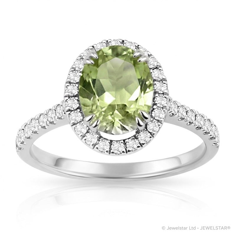 R-43587-PD-W  Diamond & Peridot Cluster Ring