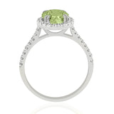 R-43587-PD-W  Diamond & Peridot Cluster Ring