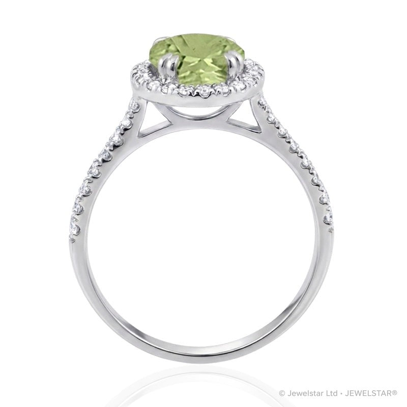 R-43587-PD-W  Diamond & Peridot Cluster Ring