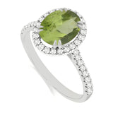 R-43587-PD-W  Diamond & Peridot Cluster Ring
