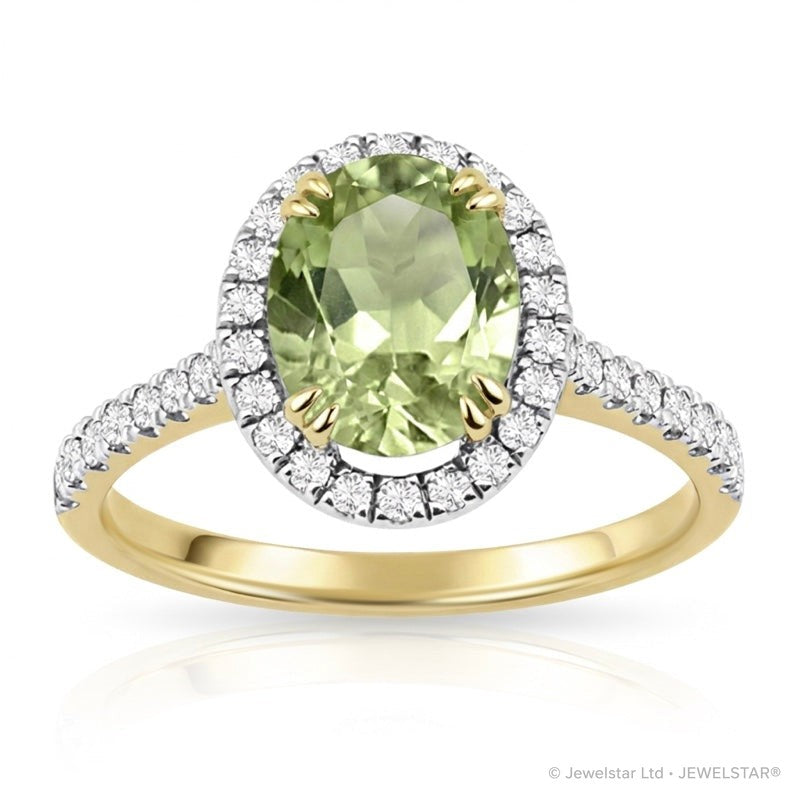 R-43587-PD-Y  Diamond & Peridot Cluster Ring
