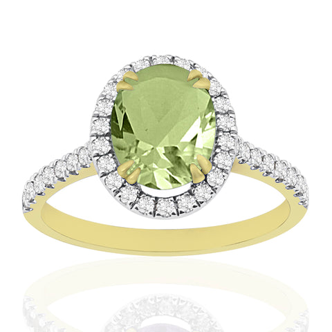 R-43587-PD-Y  Diamond & Peridot Cluster Ring