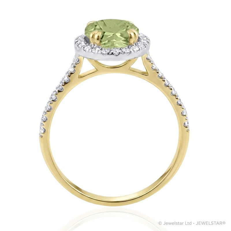 R-43587-PD-Y  Diamond & Peridot Cluster Ring