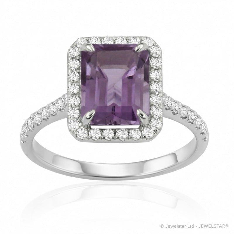 R-43588-AM-W  Diamond & Amethyst Cluster Ring