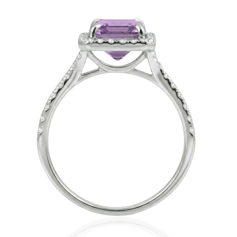R-43588-AM-W  Diamond & Amethyst Cluster Ring