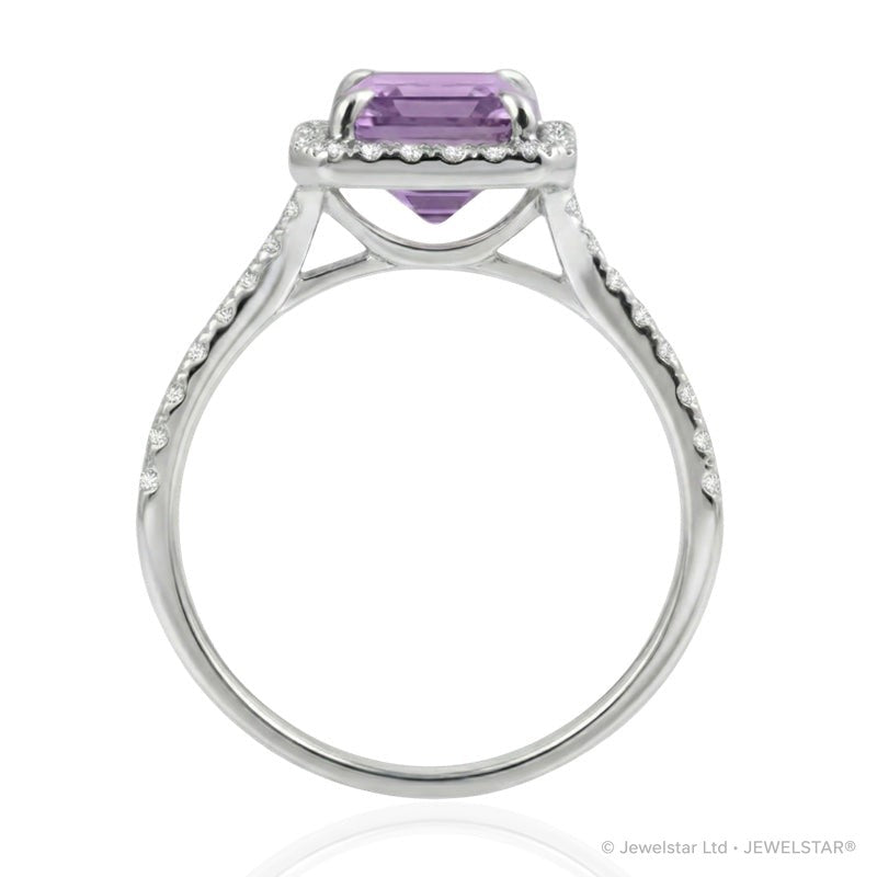R-43588-AM-W  Diamond & Amethyst Cluster Ring