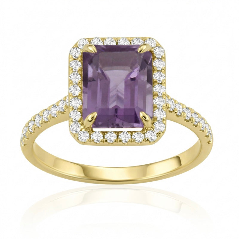 R-43588-AM-Y  Diamond & Amethyst Cluster Ring