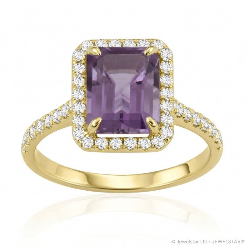 R-43588-AM-Y  Diamond & Amethyst Cluster Ring