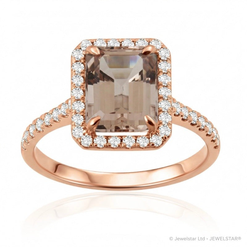 R-43588-MG-R  Diamond & Morganite Cluster Ring