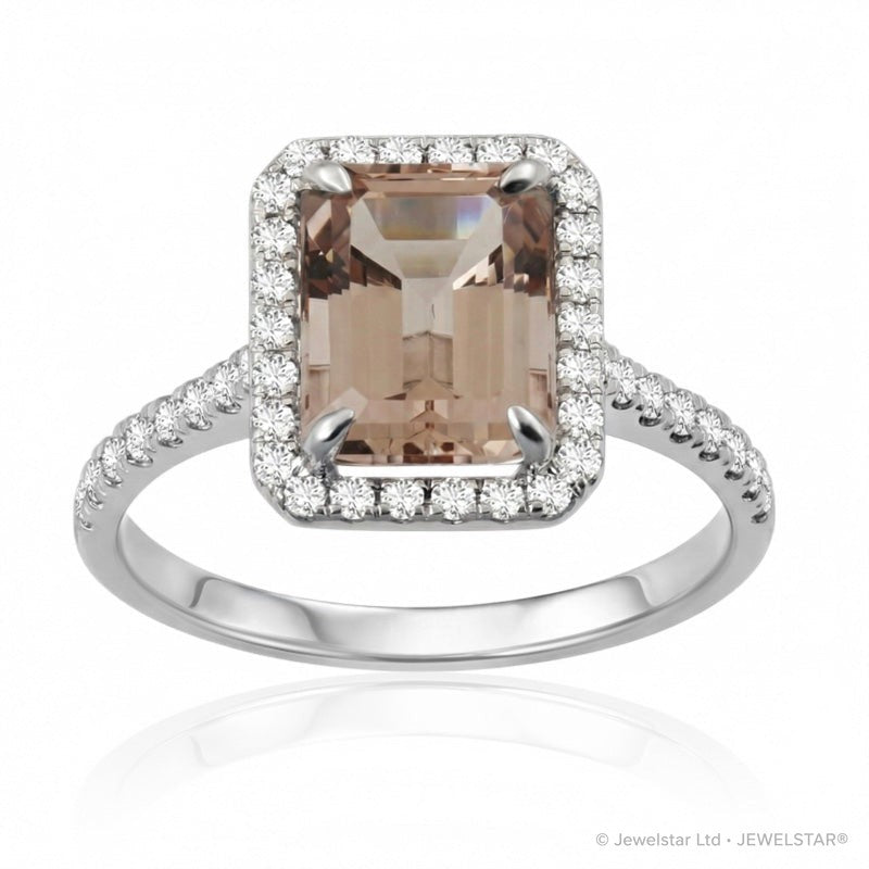 R-43588-MG-W  Diamond &  Morganite Cluster Ring