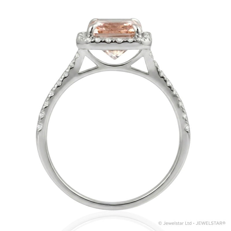 R-43588-MG-W  Diamond &  Morganite Cluster Ring
