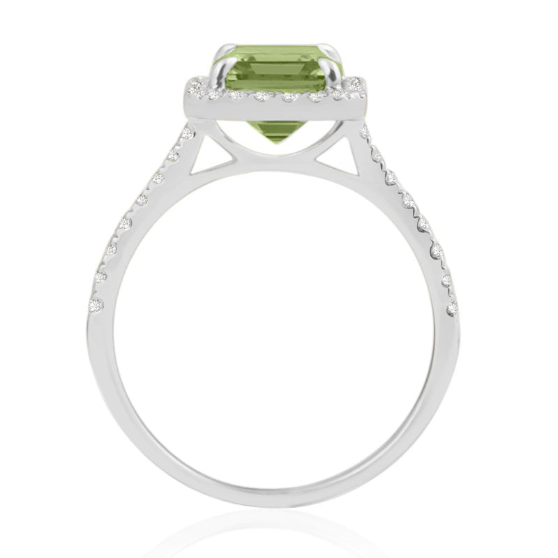 R-43588-PD-W  Diamond & Peridot Cluster Ring