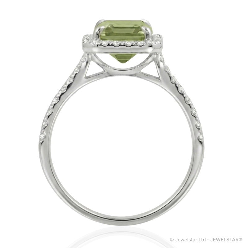R-43588-PD-W  Diamond & Peridot Cluster Ring