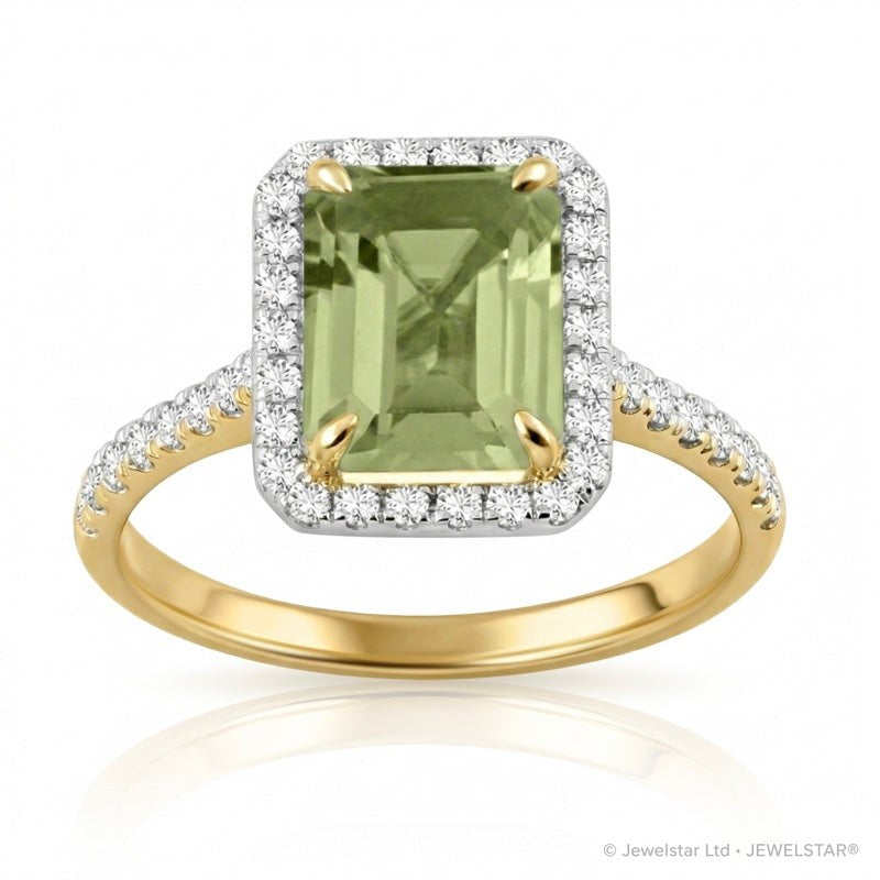 R-43588-PD-Y  Diamond & Peridot Cluster Ring
