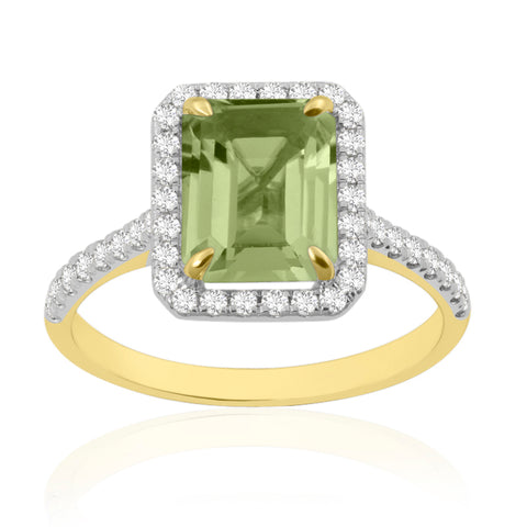 R-43588-PD-Y  Diamond & Peridot Cluster Ring