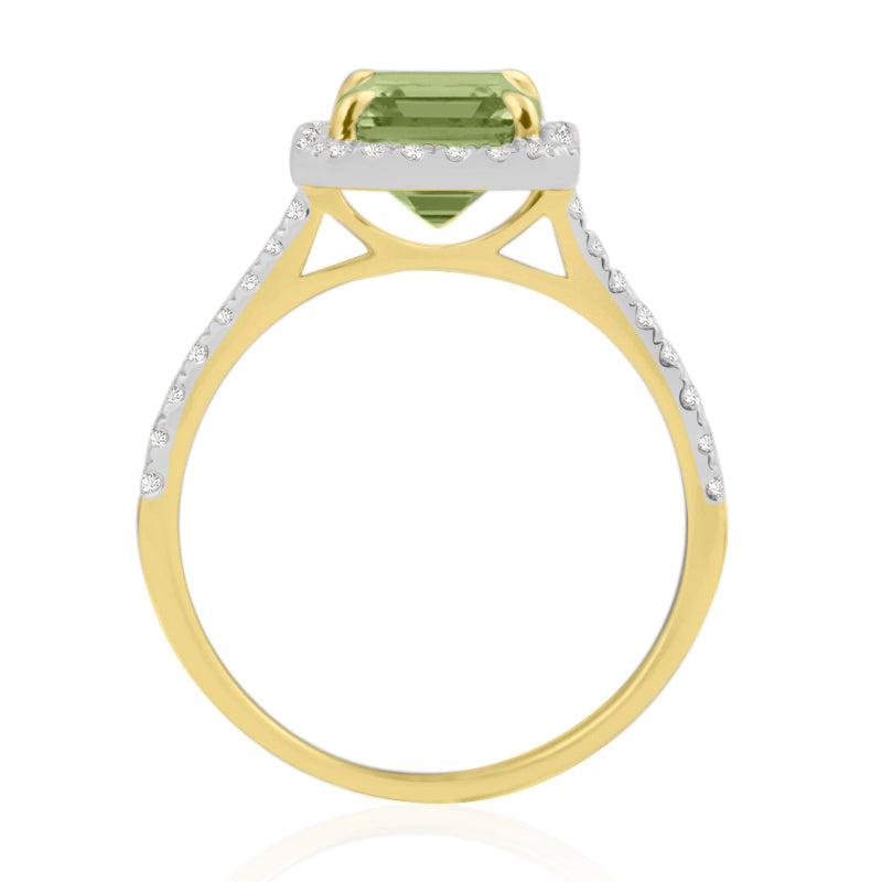 R-43588-PD-Y  Diamond & Peridot Cluster Ring