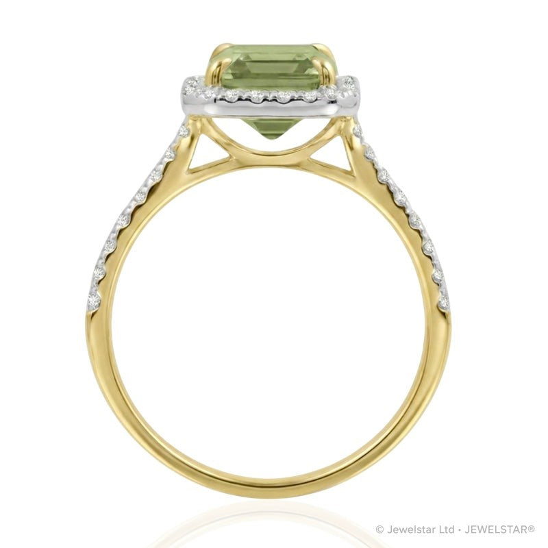 R-43588-PD-Y  Diamond & Peridot Cluster Ring