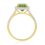 R-43588-PD-Y  Diamond & Peridot Cluster Ring