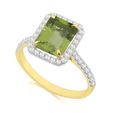R-43588-PD-Y  Diamond & Peridot Cluster Ring