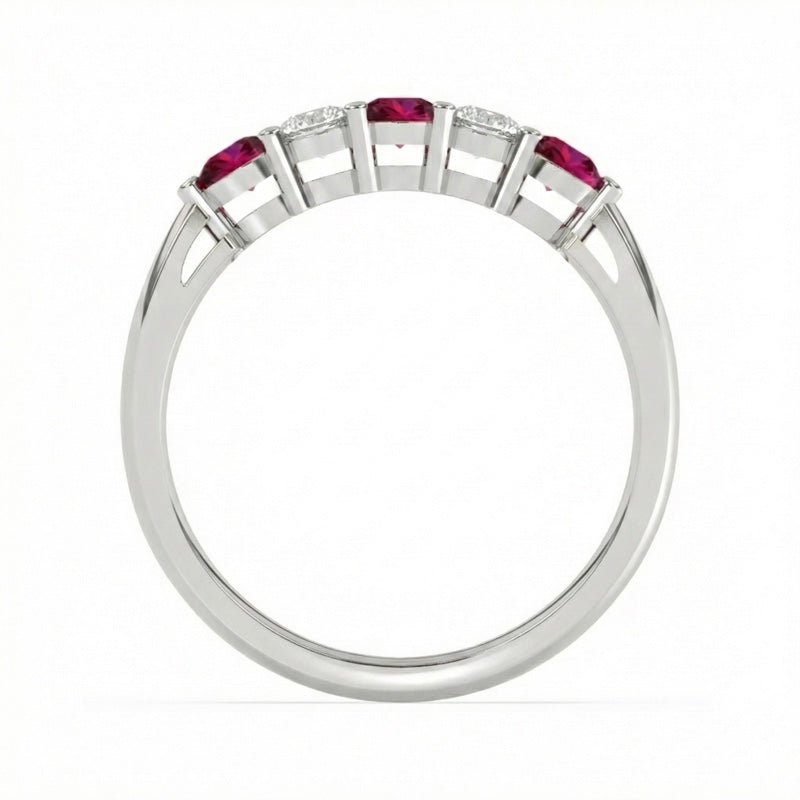 R-44349-RU-W    Diamond & Ruby Five Stone Ring