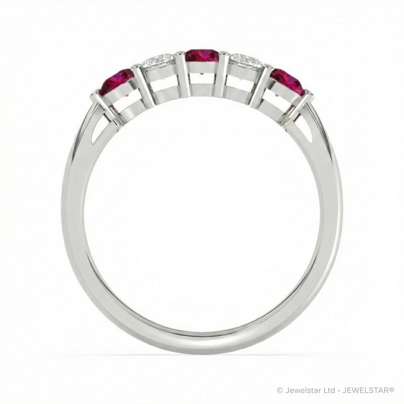 R-44349-RU-W    Diamond & Ruby Five Stone Ring