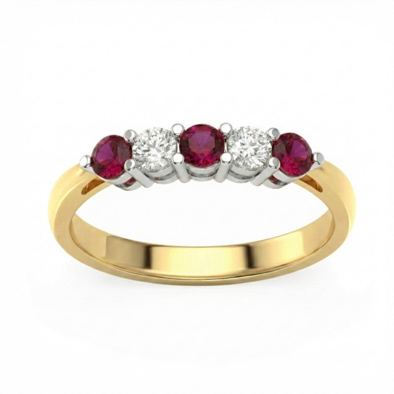 R-44349-RU-Y    Diamond & Ruby Five Stone Ring